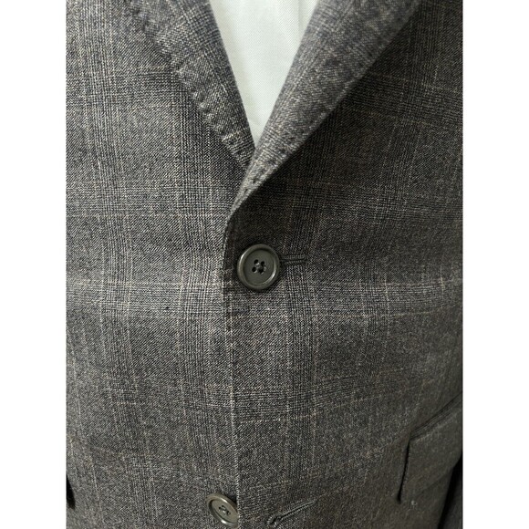 Jos. A. Bank Signature Blazer Men 40R  Gray Brown Windowpane Plaid Wool Jacket - Picture 3 of 16